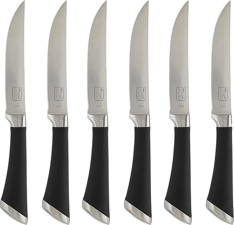 Chicago Cutlery Fusion 6 Piece Forged Premium Steak Knife Set, Cushion-Grip Handles with Stainless Steel Blades, Resists Stains, Rust, & Pitting, Kitchen Knives