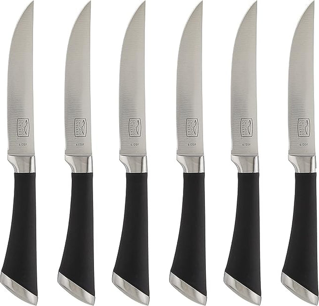 Chicago Cutlery Fusion 6 Piece Forged Premium Steak Knife Set, Cushion-Grip Handles with Stainless Steel Blades, Resists Stains, Rust, & Pitting, Kitchen Knives