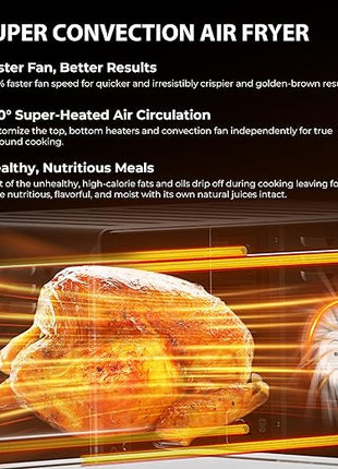 Nuwave Bravo Air Fryer Toaster Smart Oven, 10-in-1 Countertop Convection, 1800 Watts, 21-Qt Capacity, 50°-450°F Temp Controls, Top and Bottom Heater Adjustments 0%-100%, PFAS Free, Cream