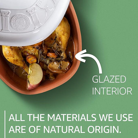 Romertopf Clay Roaster | 50 Years Anniversary Edition | Non-Stick Dutch Oven | Healthy Pot Cooking | Clay Baker | Versatile Cooking Vessel - 5.2 Quarts (5 Liters) for up to 8 people - White