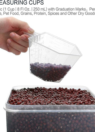 Extra Large 7qt / 6.5L/220oz Tall Food Storage Containers, WIDE & DEEP, 4-Piece Plastic Airtight Kitchen Pantry Storage Containers for Flour, Sugar, with 4 Measuring Cups,20 Labels