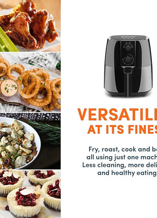 Elite Gourmet EAF4617 Electric Digital Hot Air Fryer, 1350Watts, Oil-Less Healthy Cooker, Timer & Temperature Controls, 4 Quart, Black