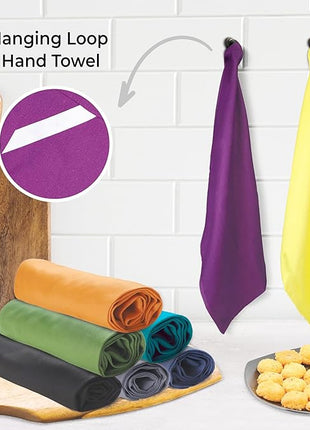 Urban Villa Kitchen Towels Set of 12 Dish Towels for Kitchen 100% Cotton Multi Color Dish Cloths 20''X30'' Large Multi-Purpose Kitchen Hand Towels Highly Absorbent Kitchen Towels with Hanging Loop