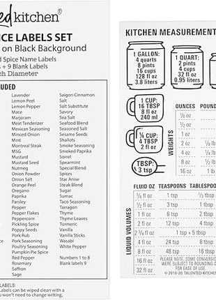 Talented Kitchen Magnetic Spice Jars for Refrigerator - 3 oz, Stainless Steel, Set of 12 - Spice Containers with Labels - Magnetic Travel Containers & Camper Must-Haves