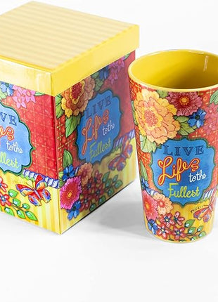 Divinity Boutique Inspirational Stoneware Mug, Live Life, Multicolor