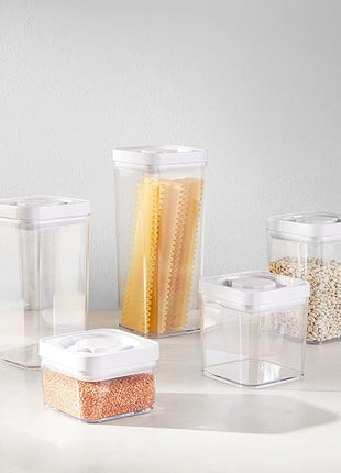 Amazon Basics Airtight Food Storage Containers, BPA Free, with Twist/Turn Lids, for Kitchen Pantry Organization, 10-Piece Square Set, Clear Plastic