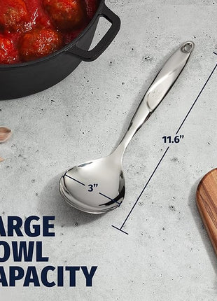 Zulay Kitchen Stainless Steel Serving Spoon - 11.5” Large Cooking & Serving Spoon with Ergonomic Handle - Durable, Rust-Resistant & Dishwasher Safe Kitchen Utensil for Cooking and Buffets