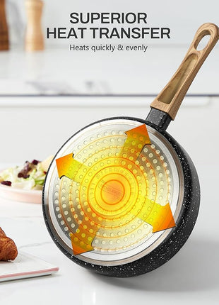 MICHELANGELO Small Frying Pan Nonstick - 6 Inch Single Egg Frying Pan, Mini Skillet with Stay-Cool Handle, Non-Toxic Omelette Pan, Black