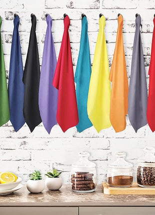 Urban Villa Kitchen Towels Set of 12 Dish Towels for Kitchen 100% Cotton Multi Color Dish Cloths 20''X30'' Large Multi-Purpose Kitchen Hand Towels Highly Absorbent Kitchen Towels with Hanging Loop