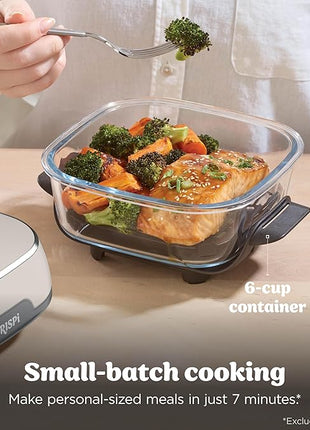 Ninja Crispi Air Fryer, Microwave, Freezer & Dishwasher Safe, Non Toxic Glass Portable Cooking System, 4 QT & 6 Cup Glass Containers with Storage Lids, Easy Meals, Air Fry, Bake, Stone, FN101ST