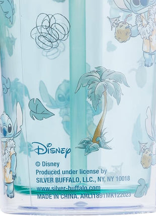 Silver Buffalo Disney Lilo and Stitch Tropical Shirt Spill Resistant Plastic Tumbler, 20 Ounces