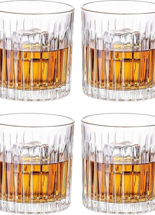 GLASKEY Whiskey Glasses Set of 4,Lead-Free Crystal Old Fashioned Glass,300ml Rocks Glass Tumblers for Drinking Bourbon,Cognac,Irish Whisky,Whiskey Gifts for Men
