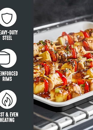 GreenLife Bakeware 18” x 13” Half Cookie Sheet Baking Pan, Non-Toxic PFAS-Free Healthy Ceramic Nonstick, Oven Safe to 450°F, Easy Release, Even Heating, Easy Clean, Black