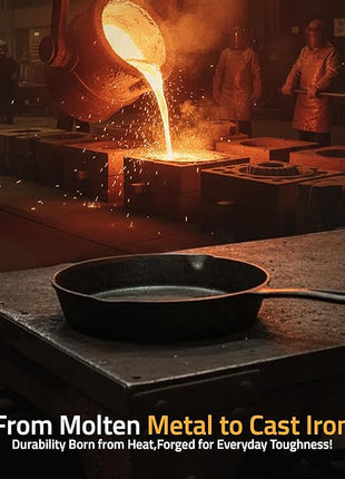 Utopia Kitchen Cast iron Skillets 3 Piece Set, Chefs Pan, Pre Seasoned Cast iron Skillets, 6, 8 & 10 Inches, Easy Use in the Oven, Stove, Grill, or Campfire, Black