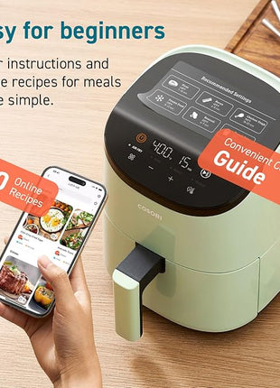 COSORI Air Fryer 2.1 Qt, 4-in-1 Small Mini Airfryer, Bake, Roast, Reheat, 97% Less Oil, Compact & Quiet, Nonstick & Dishwasher Safe Basket, 30 In-App Recipes with Nutrition Facts, Auto-Shut Off, Green