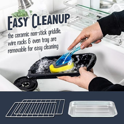 Nostalgia 3-in-1 Retro Breakfast Station - Includes 5 Cup Coffee Maker, Non-Stick Ceramic Griddle, and 4-Slice Toaster Oven - Built-In Timer, Reusable Coffee Filter, Space-Saving Design - Aqua