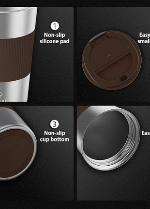 CS COSDDI 12 oz Stainless Steel Vacuum Insulated Tumbler - Coffee Travel Mug Spill Proof with Lid - Coffee Cups for Keep Hot/Ice Coffee,Tea and Beer