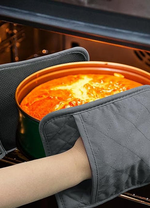 2 PCS Gray Pot Holders Sets for Kitchen Heat Resistant Oven Hot Pads with Pockets Non Slip Soft Grip Potholders for Baking Cooking 8"x8.5"