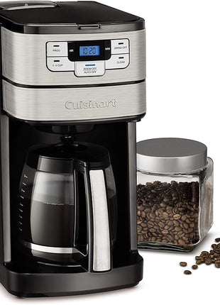 Cuisinart Automatic Grind & Brew 12-Cup Coffee Maker with Blade Grinder, Programmable Coffee Machine Glass Carafe with 1-4 Cup Setting, Brew Pause, Grind-Off Option, DGB-400NAS, Black/Stainless Steel