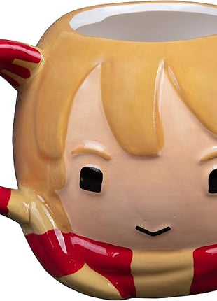 Harry Potter Hermione Granger Coffee Mug, 24 oz - Cute Chibi Design with Gryffindor Scarf Handle - Officially Licensed - Book & Movie Gift for Kids, Teens, Adults
