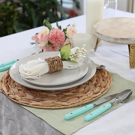 ANNOVA Silverware Set, Retro/Rivet Colorful Stainless Steel Tableware Kitchen Flatware Set Utensils, Includes Dinner Knives, Forks, Spoons & Dessert Spoons (Turquoise, 24 Pieces)