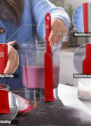 DI ORO Silicone Blender & Jar Spatulas - Heat Resistant Silicone Utensil Set for Cooking, Mixing, Baking, & Scraping (2pc, Red)