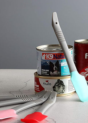 Silicone Mini Spatula, Curved Small Spatula, Kitchen Jar Spatula, Wet Pet Food Can Spoon, for Cooking Baking Frosting or Mixing, 6pcs