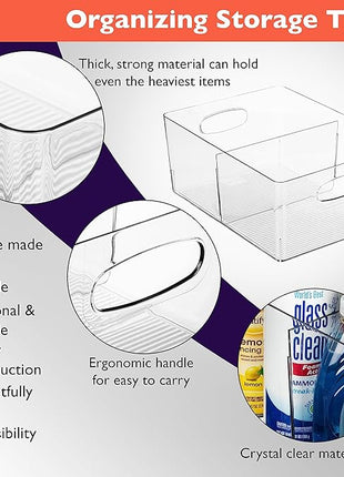 ClearSpace Plastic Storage Bins with Divider, 2 Pack – Perfect Kitchen Organization or Pantry Storage – Fridge Organizer, Pantry Organization and Storage Bins, Cabinet Organizers