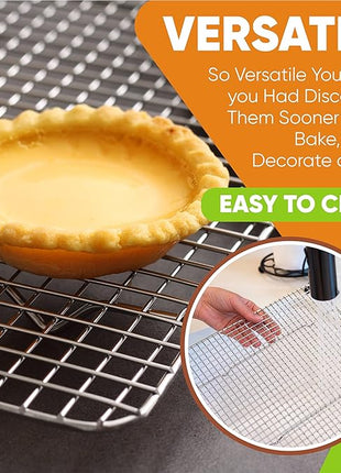 Spring Chef 8.5" x 12" Stainless Steel Cooling Racks, Wire Rack for Baking Sheet - Fits Small Quarter Sheet Pan - Perfect for Cooking, Baking, Grilling, Smoking - Dishwasher Safe - Set of 2