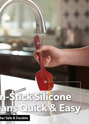 DI ORO - Large Silicone Spatula - 600ºF Heat-Resistant Spatula - Seamless Design - Pro-Grade Non-Stick Silicone Rubber with Reinforced Stainless Steel S-Core Technology (RED)