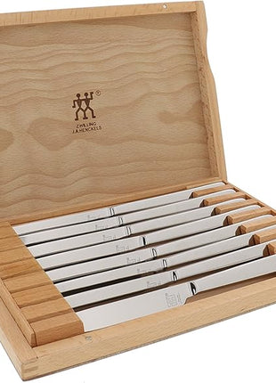 ZWILLING Contemporary Steak Knife Set of 8, Oval handle, Stainless Steel, with 12" x 10" case