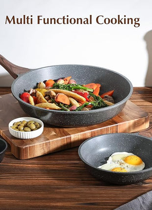 SENSARTE Nonstick Frying Pan Skillet, Swiss Granite Coating Omelette Pan, Healthy Stone Cookware Chef's Pan, PFOA Free (8/9.5/10/11/12.5 Inch) (9.5 Inch)