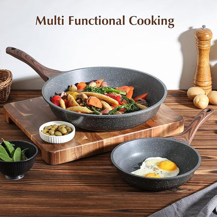 SENSARTE 12.5 Inch Nonstick Frying Pan Skillet, Swiss Granite Coating Omelette Pan, Healthy Stone Cookware, PFOA Free