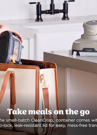 Ninja Crispi Air Fryer, Microwave, Freezer & Dishwasher Safe, Non Toxic Glass Portable Cooking System, 4 QT & 6 Cup Glass Containers with Storage Lids, Easy Meals, Air Fry, Bake, Stone, FN101ST