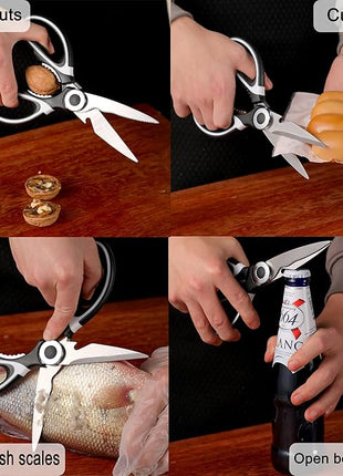 Kitchen Scissors All Purpose 3 Pack - Heavy Duty Stainless Steel Cooking Shears for Cutting Meat, Food, Fish, Poultry Multipurpose Sharp Sissors for Dishwasher Safe