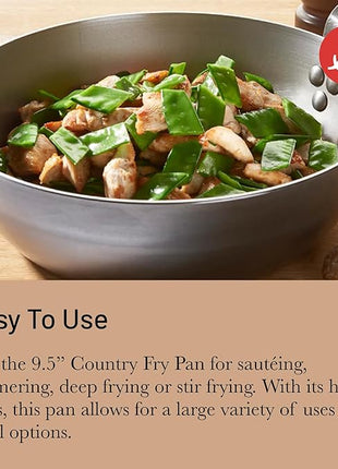 De Buyer MINERAL B Carbon Steel Country Fry Pan - 9.5” Diameter, 6.5” Cooking Surface - Ideal for Sauteing, Simmering, Deep Frying & Stir Frying - PFAS, PFOA & PFOS Free - Made in France