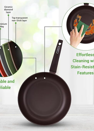 NutriChef Professional 12-Piece Brown Nonstick Cookware - PFOA/PFOS-Free, Heat Resistant Lacquer, Elegant Design, Multi-Sized Pots and Pans