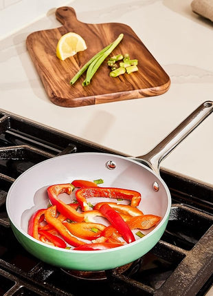 Caraway Fry Pan Duo - Nonstick Ceramic Frying Pan (8" & 10.5”) - Non Toxic, PTFE & PFOA Free - Oven Safe & Compatible with All Stovetops (Gas, Electric & Induction) - Navy