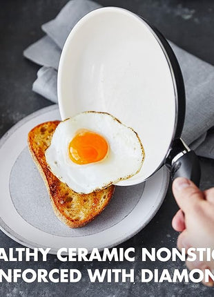 GreenPan Rio Hard Anodized Healthy Ceramic Nonstick, 7" 9.5" and 11" 3 Piece Frying Pan Skillet Set, Soft Grip Handle, PFAS-Free, Dishwasher Safe, Oven Safe, Black