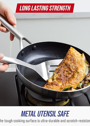 Blue Diamond 15 Piece Stainless Steel Tri-Ply Cookware Pots and Pans Set, Induction Compatible, Diamond Infused PFAS-Free Ceramic Nonstick, Dishwasher & Metal Utensil Safe, Scratch Resistant, Silver