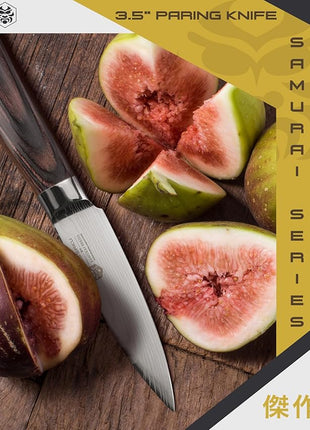 KESSAKU Paring Knife - 3.5 inch - Samurai Series - Razor Sharp Kitchen Knife - Forged 7Cr17MoV High Carbon Stainless Steel - Wood Handle with Blade Guard
