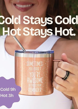 KLUBI Birthday Gifts for Mom From Daughter Sometimes You Forget You Are Awesome Gifts for Women 14oz Mug Birthday Present for Women Who Have Everything Fun Teacher Appreciation Gift for Friends