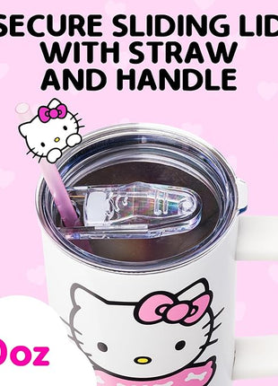 Silver Buffalo Sanrio Hello Kitty Halloween Spooky Skeleton Costume Stainless Steel Tumbler with Handle and Straw, Fits in Standard Cup Holder, 40 Ounces
