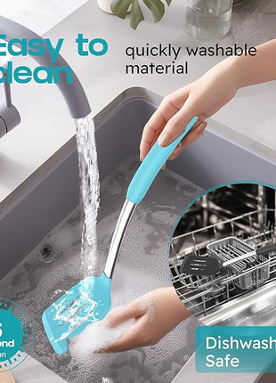 Silicone Spatula Set - Turner Spatulas Silicone Heat Resistant 600°F - Slotted & Solid Spatula for Cooking Fish, Eggs, Pancakes Flipper – Spatulas for kitchen use – Aqua