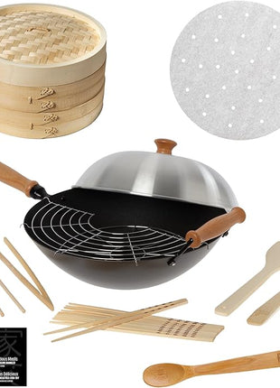 JOYCE CHEN Professional Series Nonstick 14-Inch Wok 13-Piece PFAS Free Cookware Set