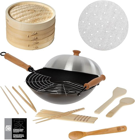 JOYCE CHEN Professional Series Nonstick 14-Inch Wok 13-Piece PFAS Free Cookware Set