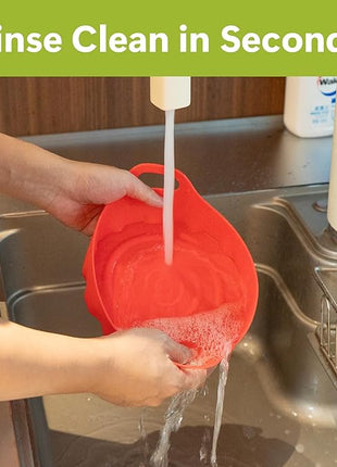 Li&Zhao Silicone Air Fryer Liners Reusable - 2 PCS Round Air Fryer Inserts Accessories 4 to 7 Qt Silicone Liners for Basket(Red & Gray)