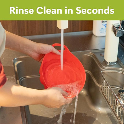 Li&Zhao Silicone Air Fryer Liners Reusable - 2 PCS Round Air Fryer Inserts Accessories 4 to 7 Qt Silicone Liners for Basket(Red & Gray)