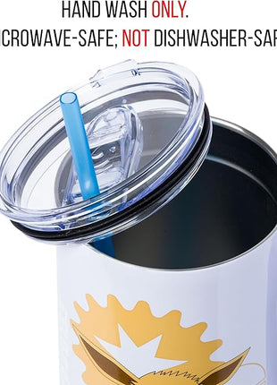 Silver Buffalo Pokémon Stainless Steel Tumbler with Handle Featuring Eevee, Fits in Standard Cup Holder, 40 Ounces