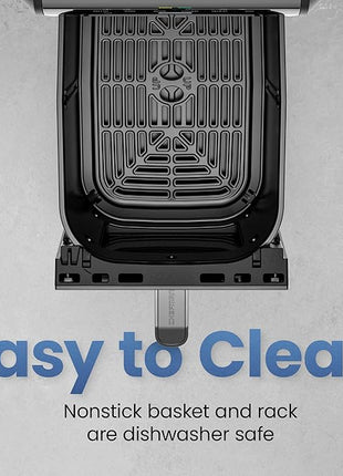 Chefman Air Fryer TurboFry 7-Qt, 6-in-1 High-Powered 450°F Cooking for Crispier Results, Compact Space-Saving Design, Air Fry, Bake, Broil, Reheat, Dehydrate, Defrost, Fast & Even Cooking – Black